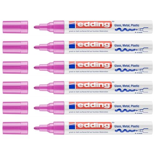 Edding Lot De 6 Marqueurs Peinture Brillante 750 Rose Pointe Ronde 2-4 Mm