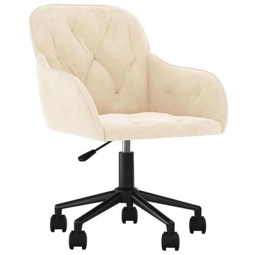 Chaise fauteuil siège pivotante de bureau informatique étude velours crème Helloshop26 02_0024103
