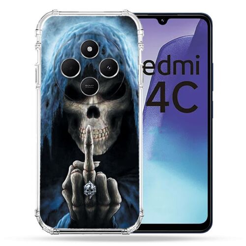 Coque Renforcée Pour Xiaomi Redmi 14c 4g Tete De Mort Doigt