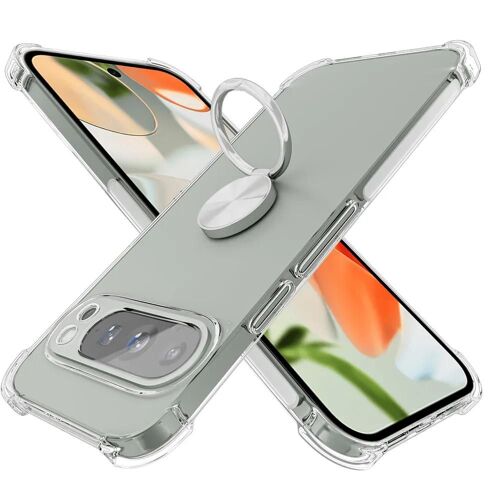 Coque pour Google Pixel 9 Pro XL, avec Support à Anneau Argenté Rotatif à 360 Degrés - E.F.Connection