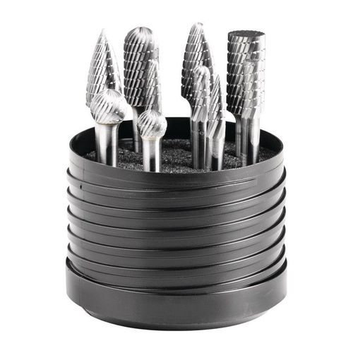 Set de fraises sur tige D. de la tige 6 mm 10 pièces carbure engrènement 3 boîte en plastique solide PFERD