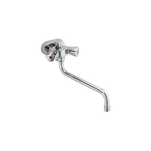 Mitigeur bain-douche STANDARD SPEZIAL DN 15 avec douchette télescopique blanc chrome KLUDI
