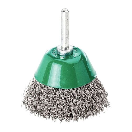 Brosse boisseau D. 50 mm tige 6 mm ?paisseur fil 03 mm VA 10500 min-? LESSMANN