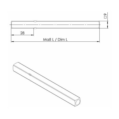 Carré porte OGRO 114 PB FS carré.9x123mm Broche OGRO