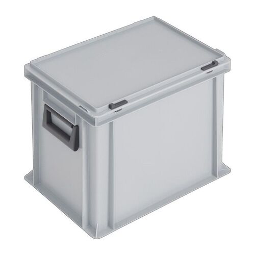 Coffrets en plastique L400xl300xH333 mm PP 2 poignées fermoir coulissant gris 31l
