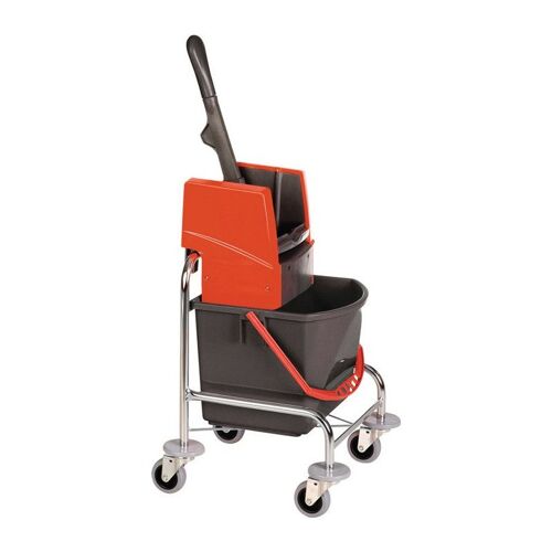 Chariot de nettoyage seaux de 1 x 17 l et presse tube d'acier VERMOP