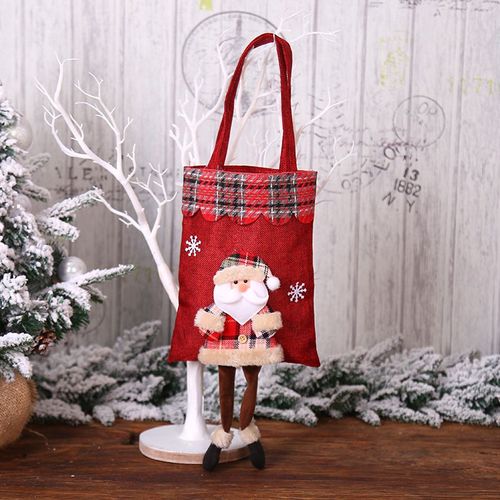 Sac À Main En Lin Pour Enfants, Cadeau De Noël, Stockage De Bonbons, Poupée Père Noël, Plaid, Bonhomme De Neige, Ours, Tslm1