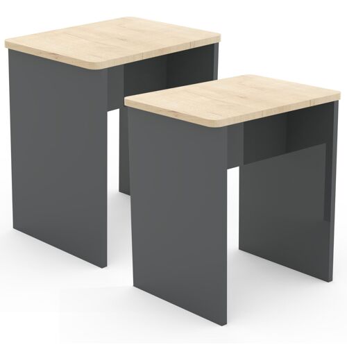 VCM Lot de 2 tabourets en bois cube repose-pieds table d'appoint Esal Lot de 2 tabourets en bois cube repose-pieds table d'appoint Esal