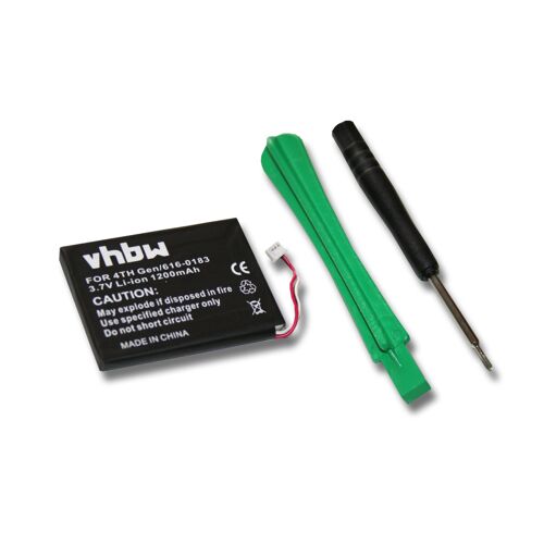 vhbw Batterie compatible avec Apple iPod Photo 60GB M9830, 60GB M9586ZR/A, 60GB M9586ZV/A lecteur de musique MP3 (1200mAh, 3,7V, Li-ion)