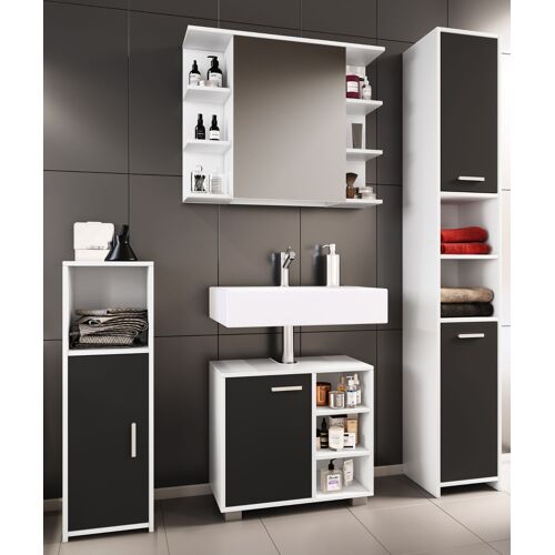 VCM 4 pcs. Meuble de salle de bain complet Armoire de salle de bain Armoire basse Hochschrank Set Zalo I