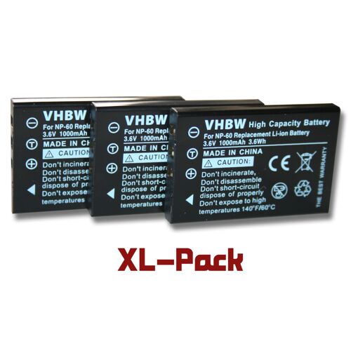 vhbw 3x Batterie compatible avec Acer CR-5130, CR-6530 appareil photo (1000mAh, 3,6V, Li-ion)
