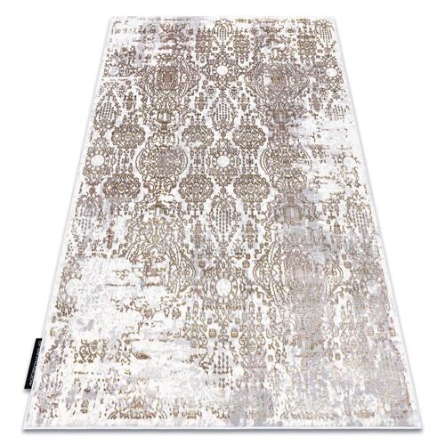 140x190 Cm Tapis De Luxe Moderne 2081 Ornement Vintage - Structural Or / Crème