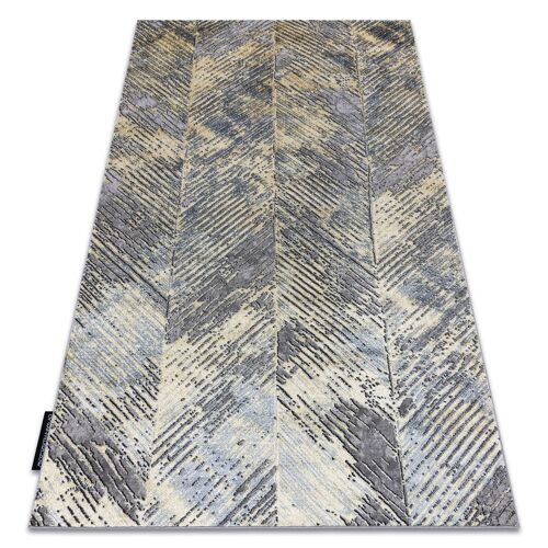 160x220 Cm Tapis De Luxe Moderne 2087 Chevrons Vintage - Structural Or / Gris
