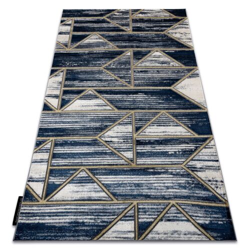 140x190 Cm Tapis De Luxe Moderne 462 Géométrique - Structural Bleu Foncé / Or