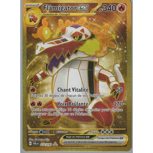 Carte Pokémon - Flamigator Ex - 272/193 - Secrète Rare Gold - Sv2 Evolution À Paldea