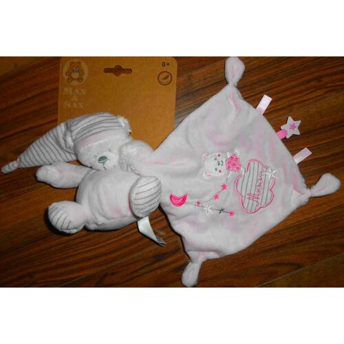 Doudou Ours Rose Mouchoir Moon Peluche Ourson Oursonne Max And Sax Bébé