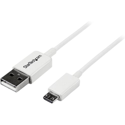 KAL-Câble Micro USB 2 m - A vers Micro B - Cordon Micro USB 2.0 - 1x USB A (M) 1x USB Micro B (M) - Blanc 2m (USBPAUB2MW)