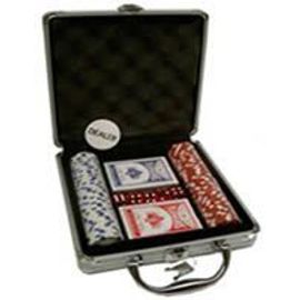 Malette De Jeton De Poker 100 Pieces + Deux Jeux De Cartes + 5 Dés Casino