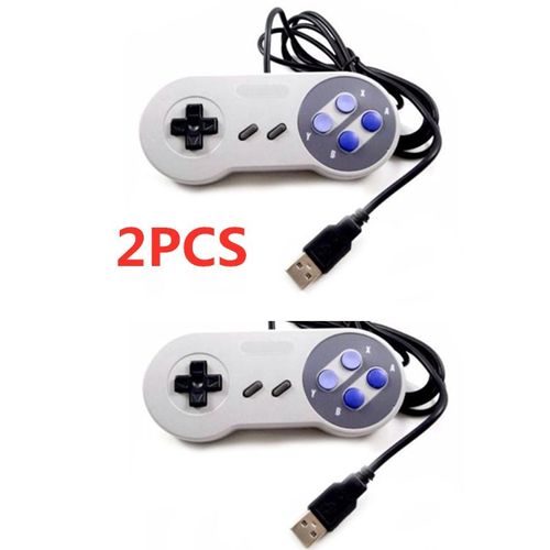 2pcs-Gris Manette De Jeu Filaire Usb 2.0 Pour Pc, Joystick, Contrôleur De Jeu Snes, Versez Windows, Pc Et Mac