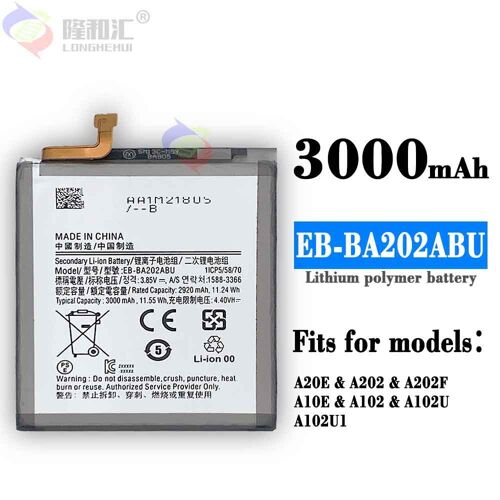 Batterie De Remplacement,Convient Pour La Batterie De Téléphone Portable Samsung A20e/A202/A10e/A102 Eb-Ba202abu