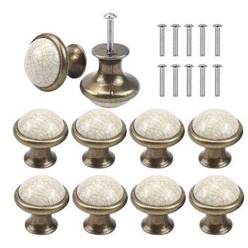 Boutons De Meuble En Céramique Vintage 33Mm, 10 Pièces, Boutons De Tiroirs Ronds, Shabby, Chic, Vintage, Pour Commode De Cuisine 9109-May14A10800