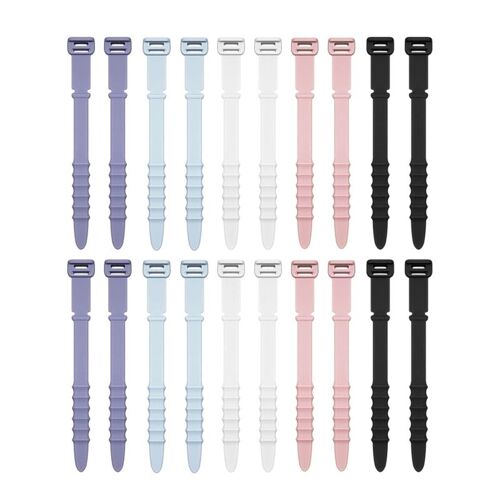 lot de 20 attaches de câble auto-agrippantes, crochets et boucles multicolores réutilisables, pour la gestion des câbles à domicile