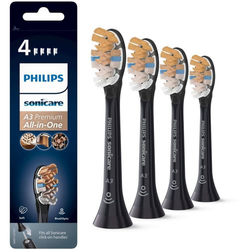 Tête de brosse à dents Philips Sonicare Philips Sonicare HX9094/11 A3 - Pack de 4 Brossettes Dentaires - Noir
