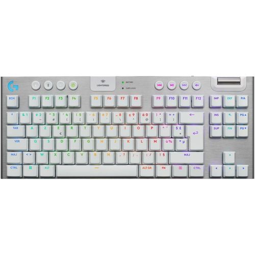 Clavier Gaming Mécanique Sans Fil Ultra Plat Azerty Logitech G915 X Lightspeed TKL Tactile Blanc