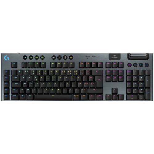 CLAVIER GAMING MÉCANIQUE SANS FIL ULTRA PLAT AZERTY LOGITECH G915 X LIGHTSPEED CLICKY NOIR