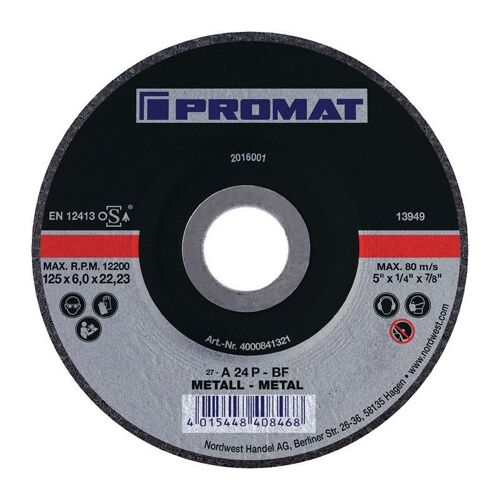 Meule à ébarber D125xép.6 mm contre-coudé acier perçage 22,23 mm (Par 10)