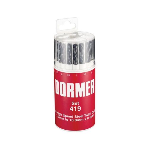 Jeu de Foret hélicoidaux A191 DIN 338 TypN D.1-10x0.5mm HSS 19 unités Boîte ronde DORMER