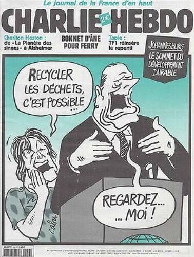 Charlie Hebdo N° 533 Du 04/09/2002 - Charlton Heston A Alzheimer - Ferry - Tapie - Johannesburg - Cabu.