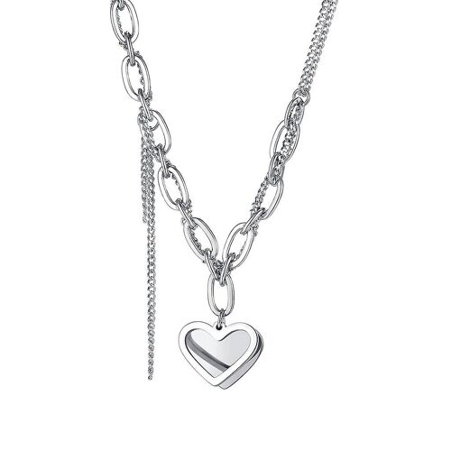 Unique Double Coeur Collier Pendentifs En Acier Inoxydable Colliers Cadeaux