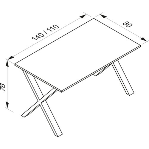 VCM Bureau en bois Table d'ordinateur Table de travail Meubles de bureau Lona X Argent Bureau en bois Table d'ordinateur Table de travail Meubles de bureau Lona X Argent