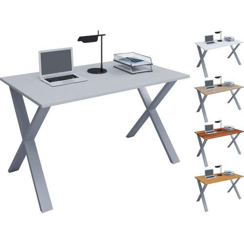 VCM Bureau en bois Table d'ordinateur Table de travail Meubles de bureau Lona X Argent Bureau en bois Table d'ordinateur Table de travail Meubles de bureau Lona X Argent