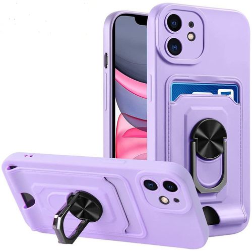 Coque Pour Iphone 13, 360¡Ã Support Coque Avec Fentes Pour Cartes, Protection De Antichoc Anti-Rayures Coque Etui -Violet