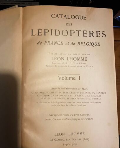 Catalogue Des Lépidoptères