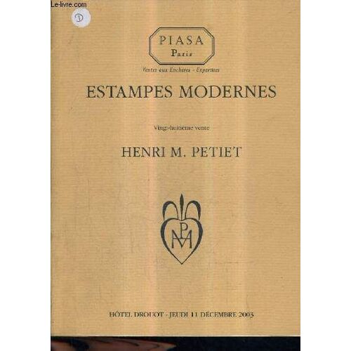 Catalogue De Ventes Aux Encheres - Estampes Modernes Henri M.Petiet - Vente A Paris Hotel Drouot Salle 9 - 11 Decembre 2003.