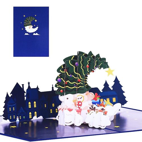 3d For Pop Up Santa Moon Christmas Card Invitation Greeting Memorial Card