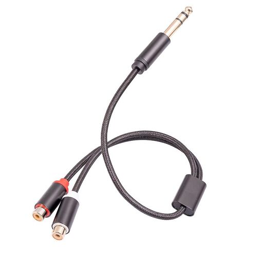Câble répartiteur RCA femelle vers 1/4 '' 6,35 mm Câble répartiteur bidirectionnel stéréo 6,35 mm 1/4 pouce mâle vers double cordon RCA