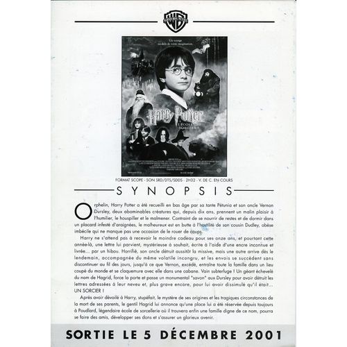 Harry Potter À L'école Des Sorciers, Synopsis Dépliant-Chris Columbus, Daniel Radcliffe, Emma Watson