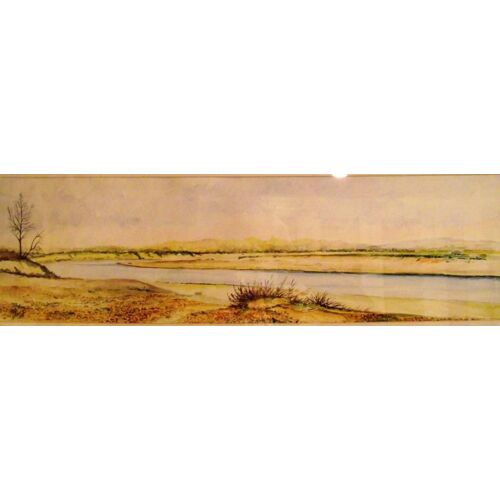 Aquarelle Originale De M.Perrot.Bord De Loire En Nivernais