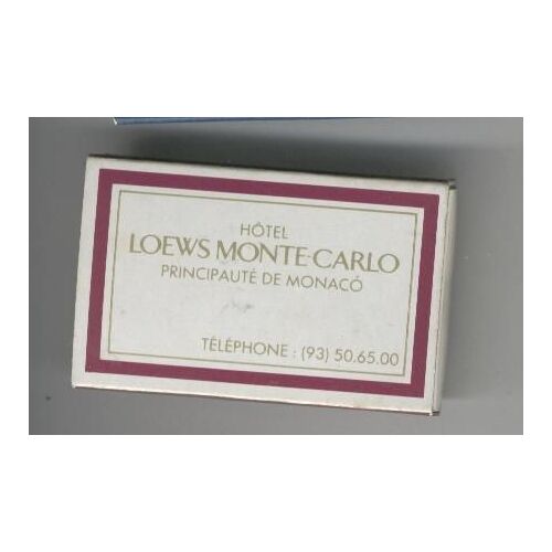 Boîte Allumettes "Hôtel Loews" De Monte Carlo