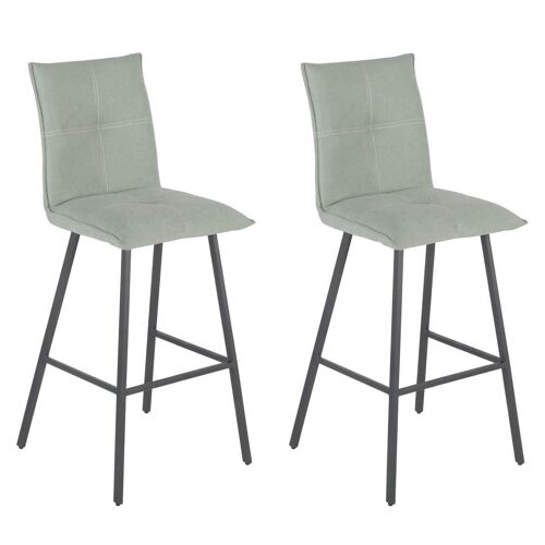 LAGOS - Lot de 2 Tabourets Vert d'Eau Assise H65cm