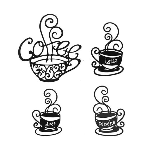 Tasse à café en métal signe ensemble Décor en fer forgé Ornement Fournitures d'artisanat pour la décoration intérieure et extérieure de jardin