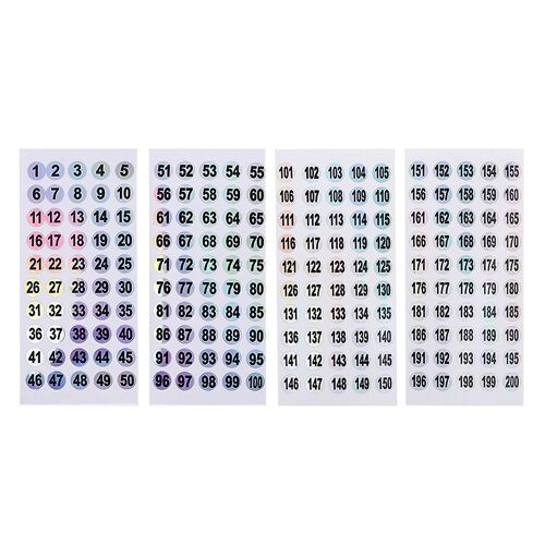 1 To 200 Number Stickers Self-Adhesive Round Number Labels Inventory Stickers