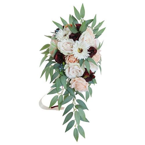 Artificial Silk Flowers Ornament Handheld Wine Red Supplies For Wedding