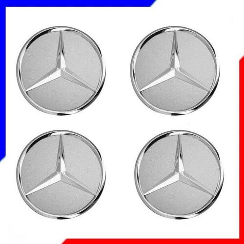Lot De 4 Cache Moyeu Gris Mercedes 75mm Ms47 Fr