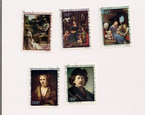 Dahomey- Lot De 5 Timbres Oblitérés Arts- Poste Aérienne