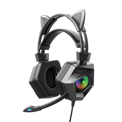 Casque de jeu filaire a oreille de chat a Led professionnel avec micro pour PS4 PS5 Xbox Ordinateur PC Gaming Headset HD Mic Avec Mute Key-cat ear RGB sans boîte